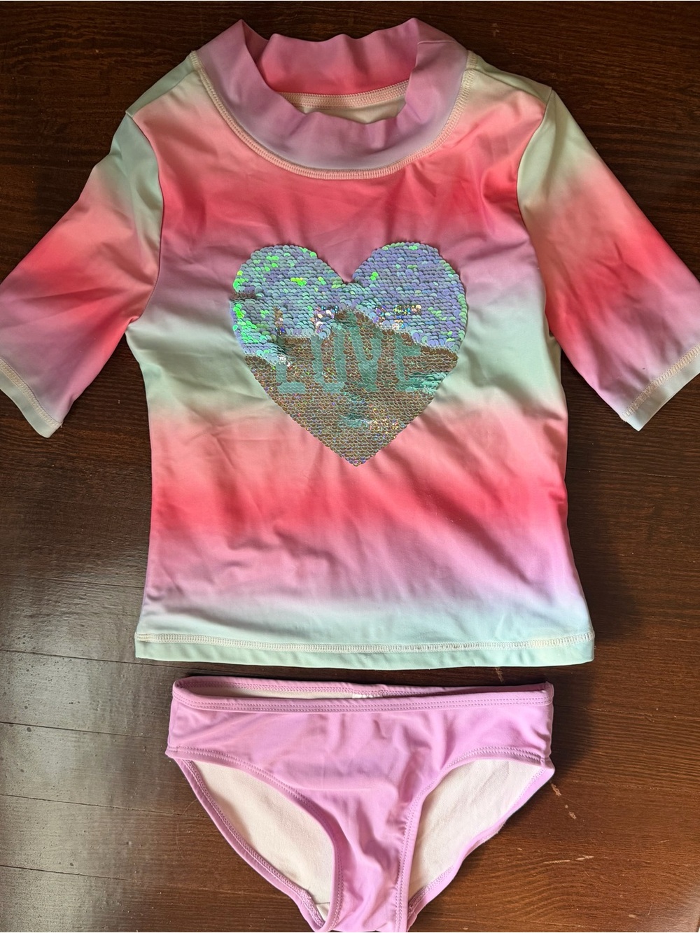 Girl’s  Size 7 Carter’s Swimset with Rash Guard (SPF 50)